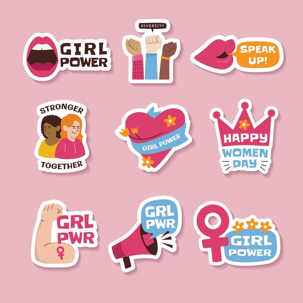 Women's Day Sticker Collection vector