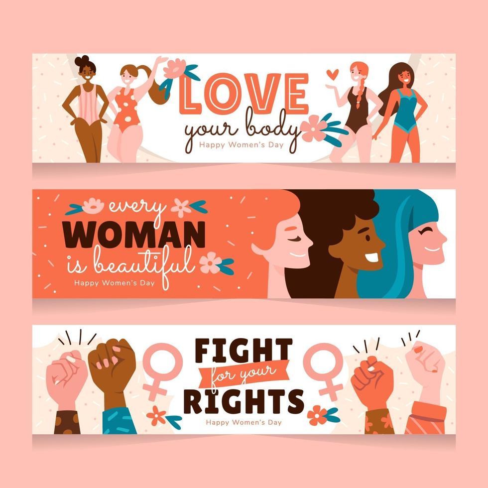 concepto de banner de igualdad de mujeres vector