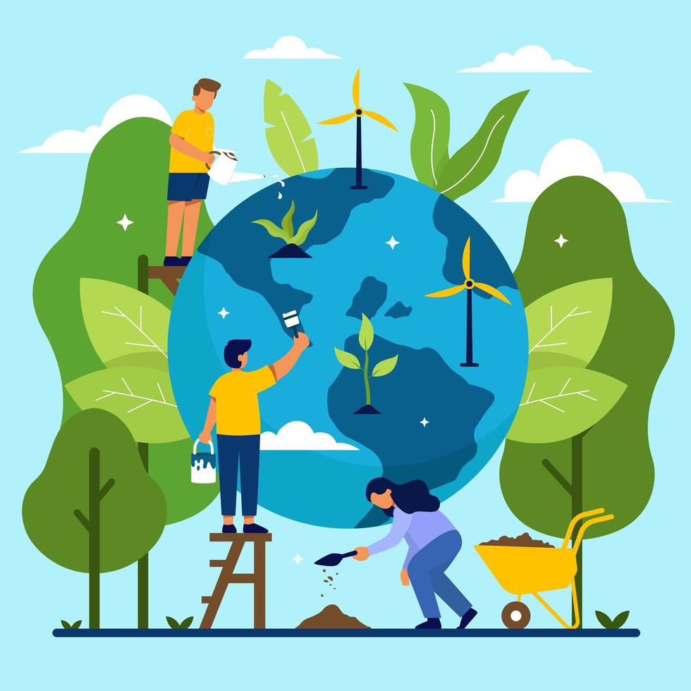 Save our Planet with Humans vector