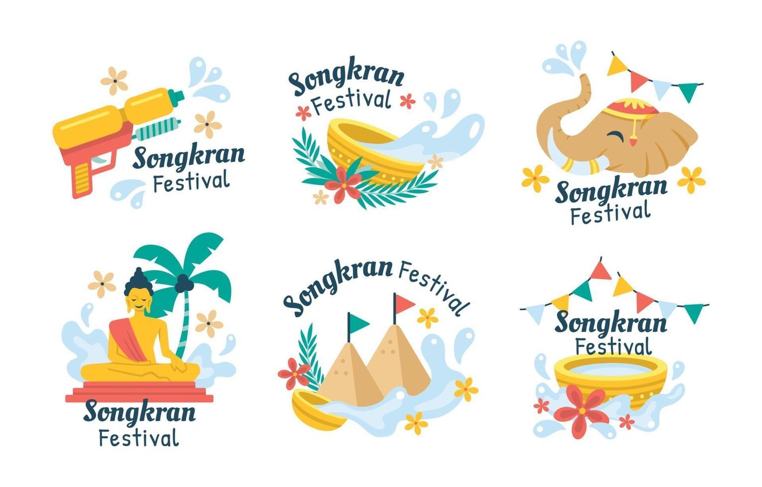 Colourful Songkran Festival Stickers vector