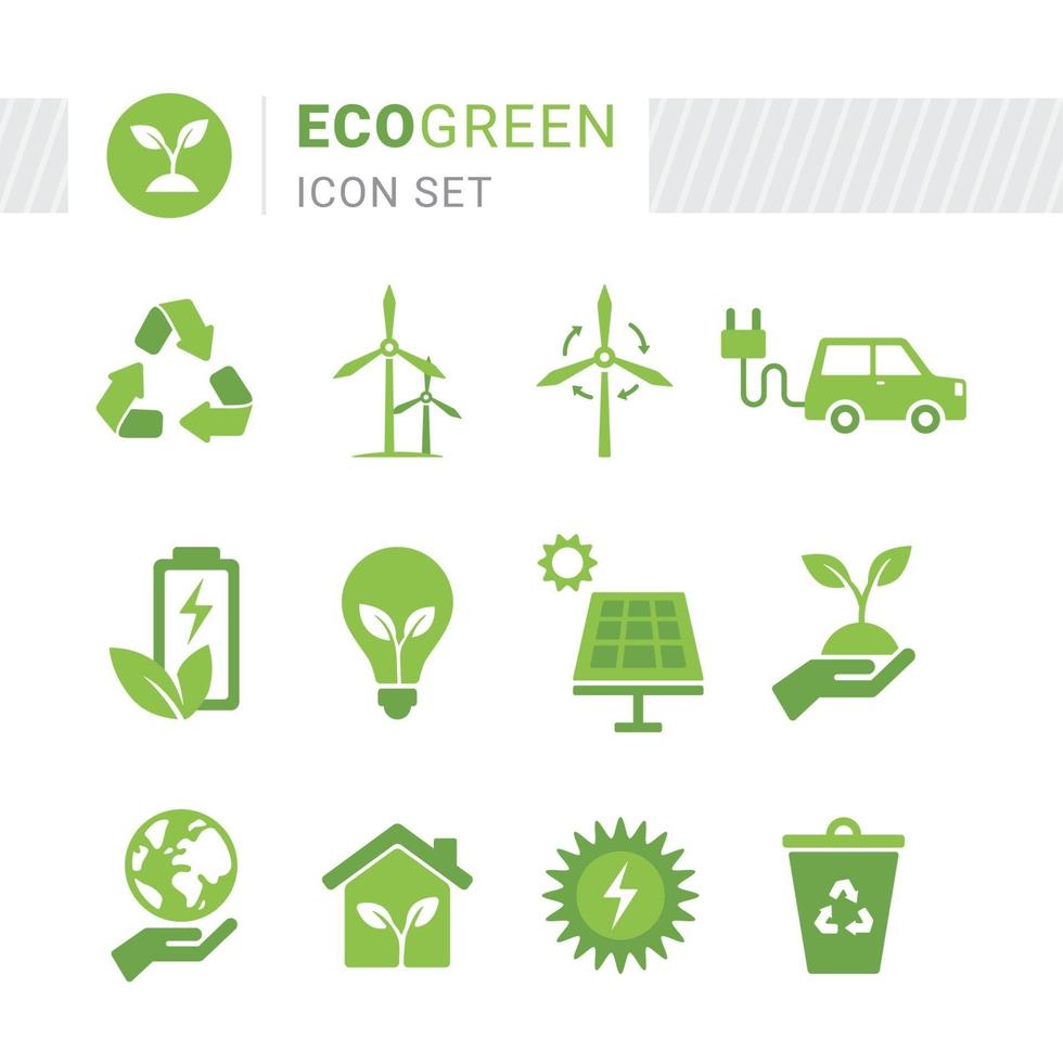 conjunto de iconos eco verde vector