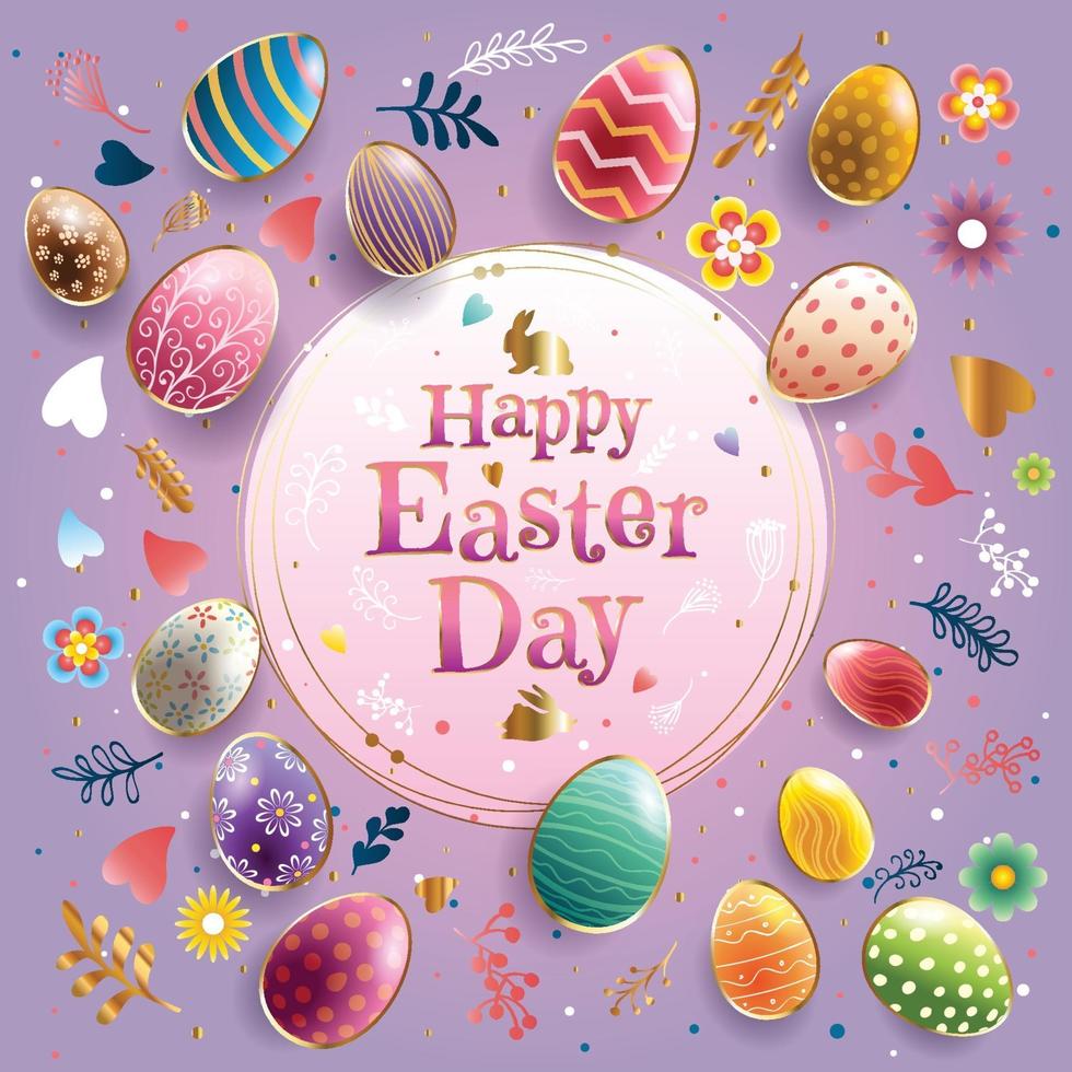 Happy Easter with Colorful Easter Eggs Concept vector