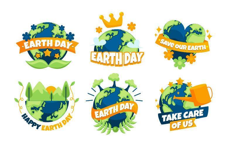 Collection of Sticker for Earth Day vector