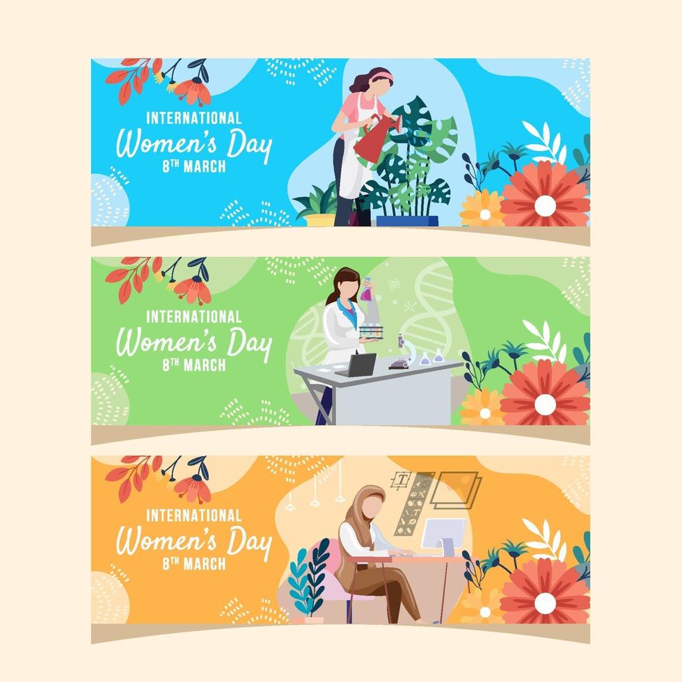 Women's Day Multiple Routine Activities Banner vector