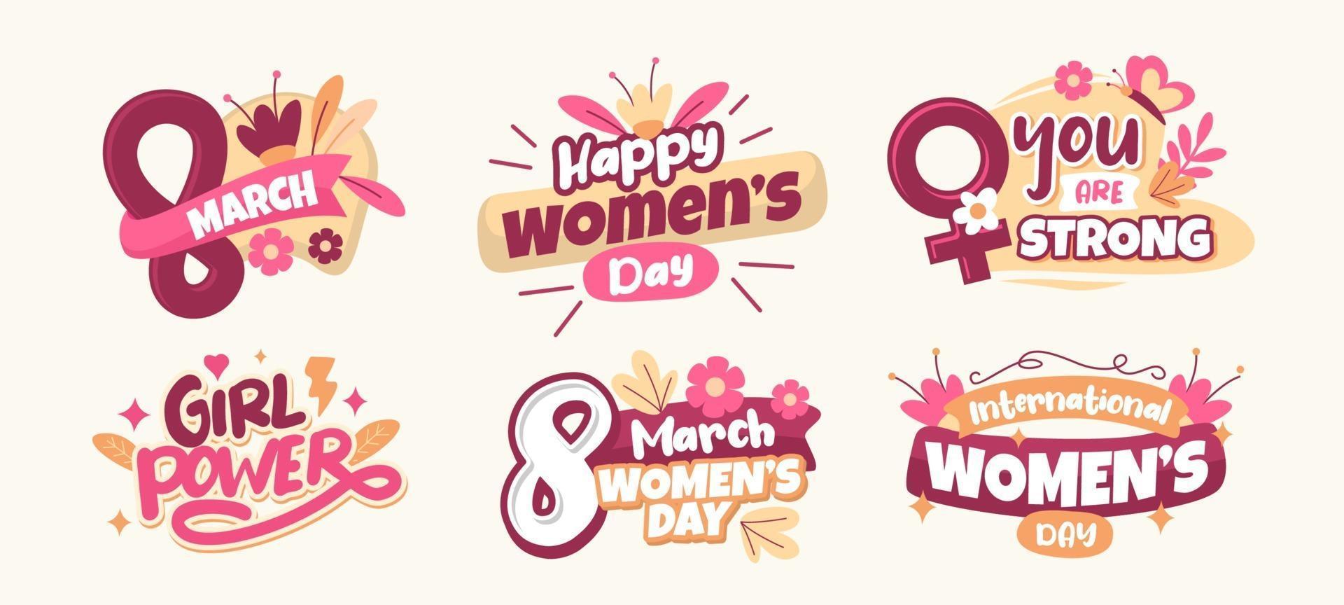 Women Day Sticker Collection vector