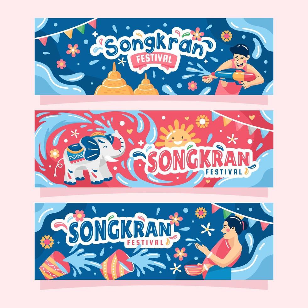 lindo banner del festival de songkran vector