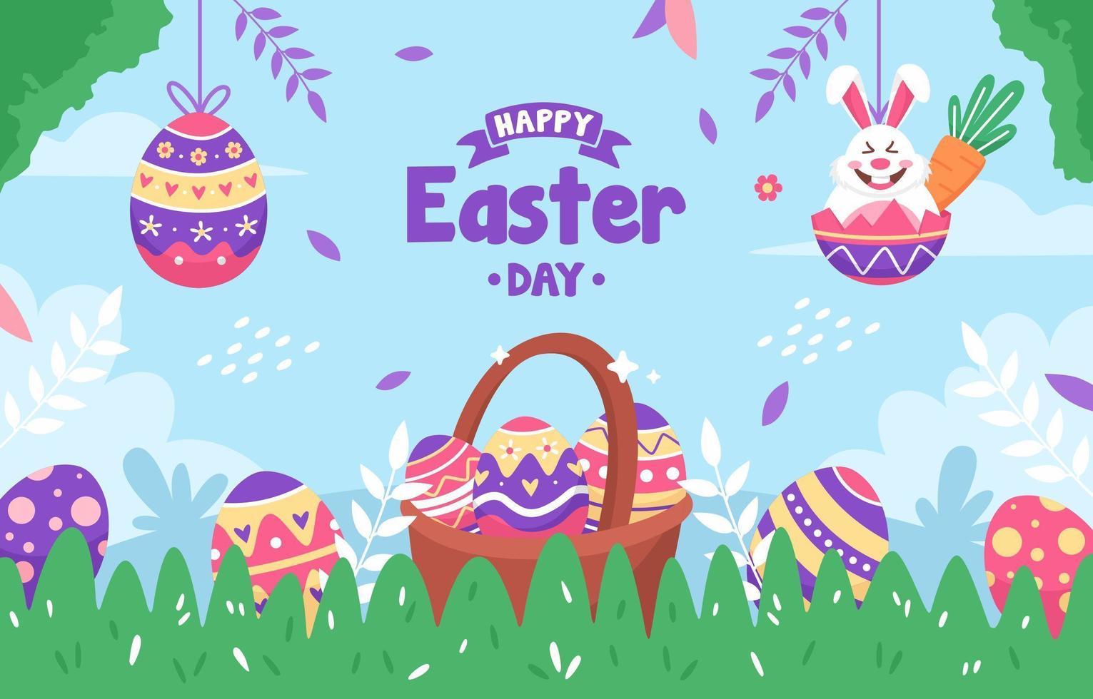 Cute Happy Easter Day Concept vector