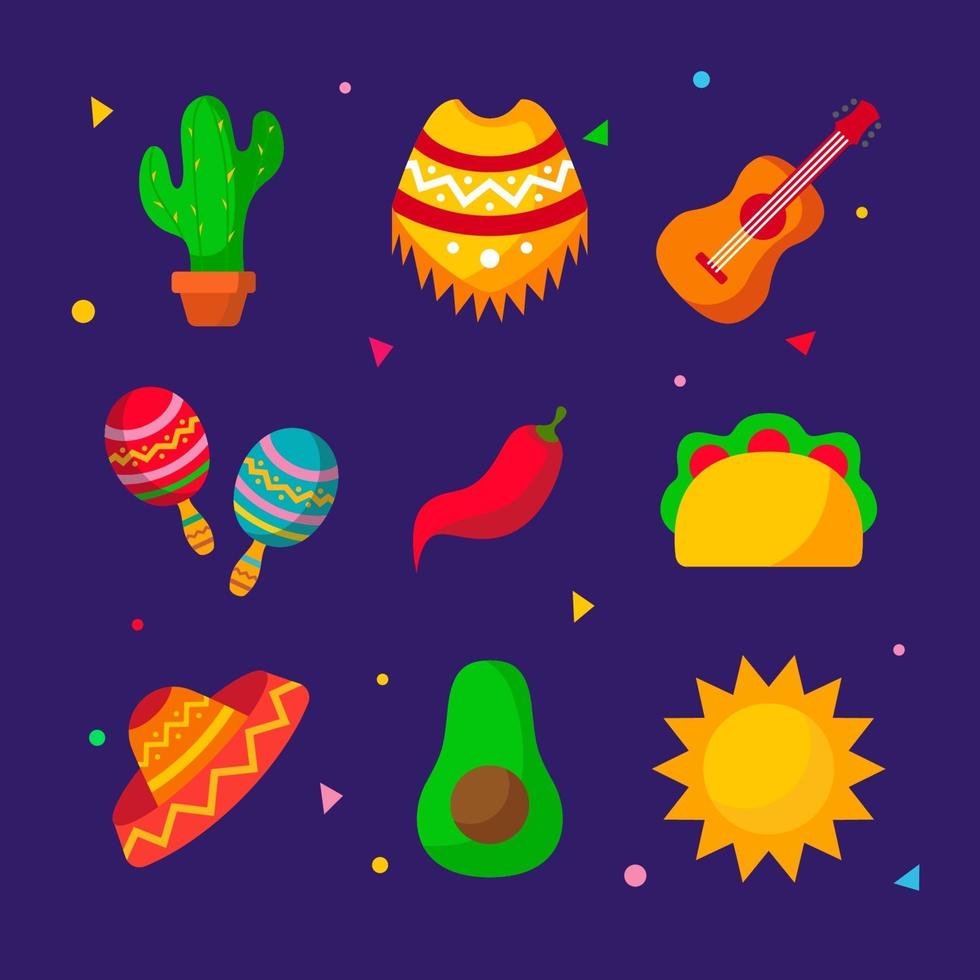 colección de iconos del cinco de mayo vector