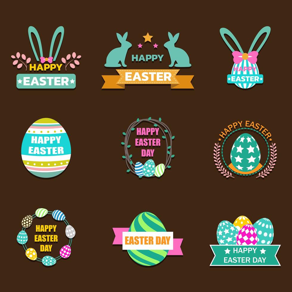 Flat Easter Day Label Collection vector