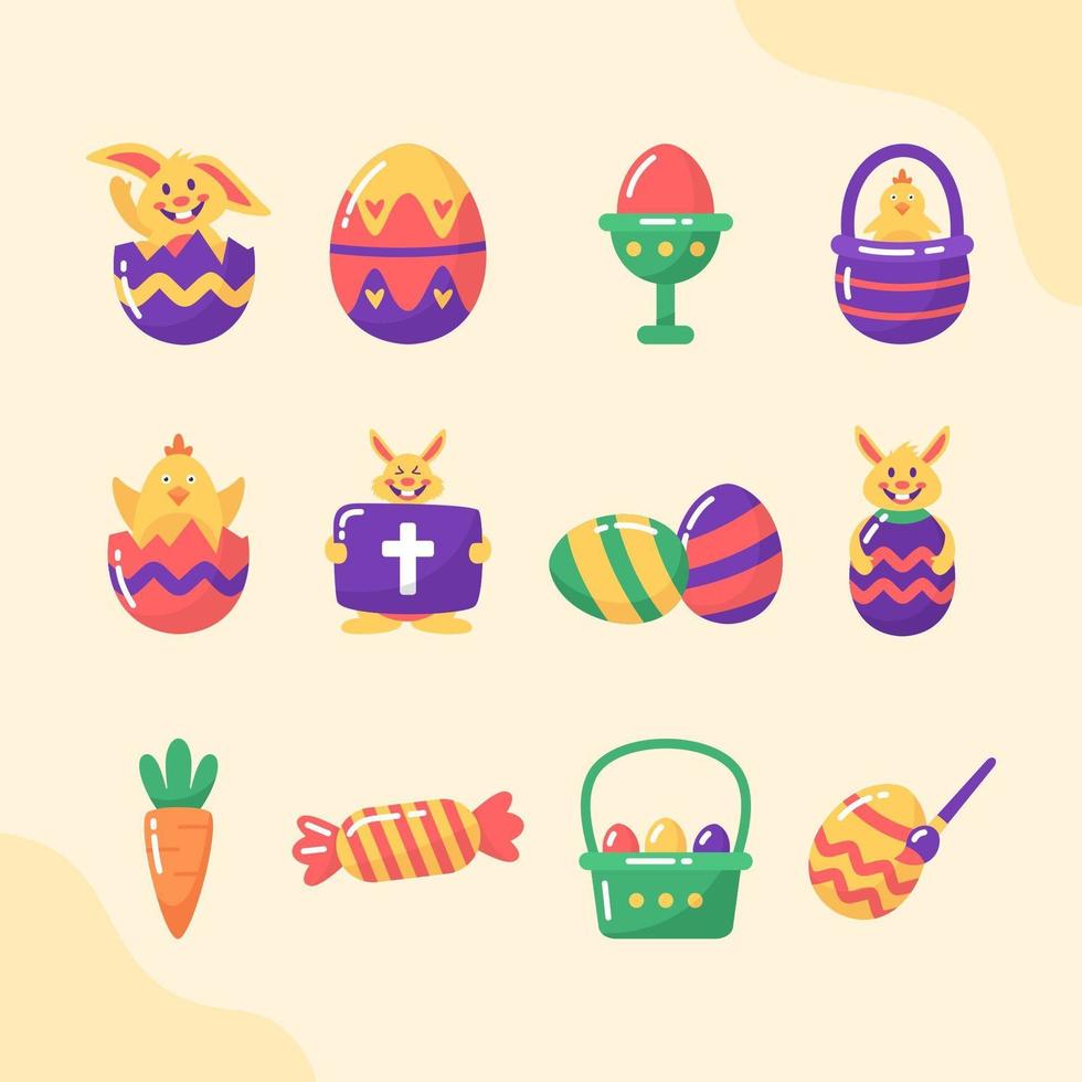 Cute Easter Festival Icon Set vector