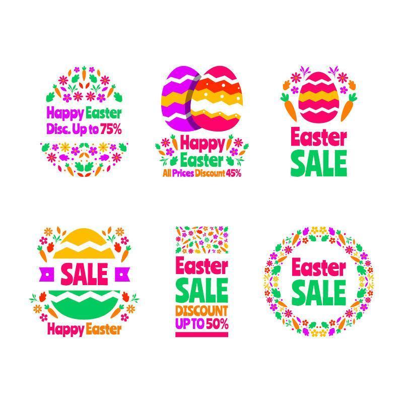 Colourful Easter Egg Label Sale Collection vector