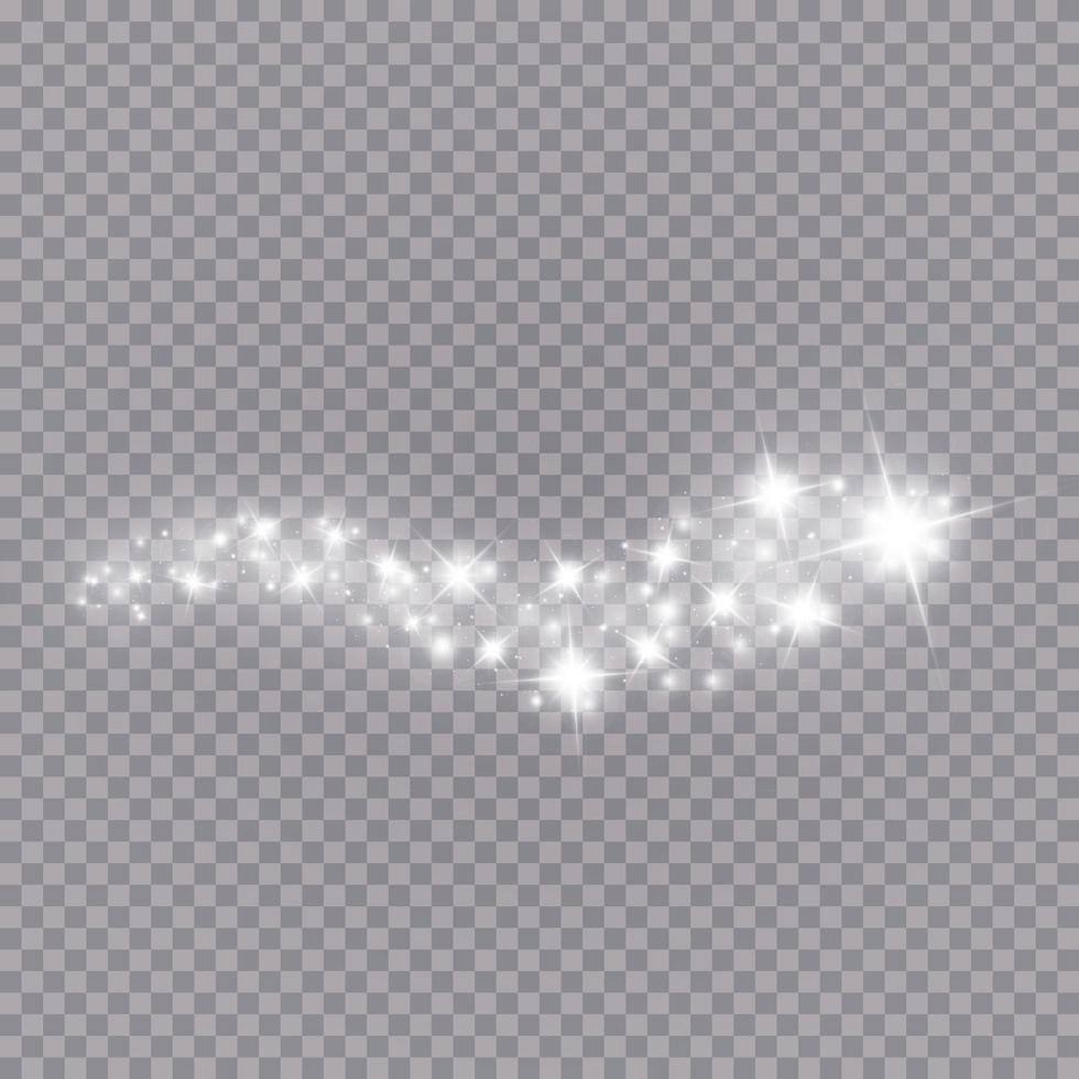 Efecto de luz brillante con muchas partículas de brillo de fondo aislado. vector nube estrellada con polvo. decoración navideña mágica