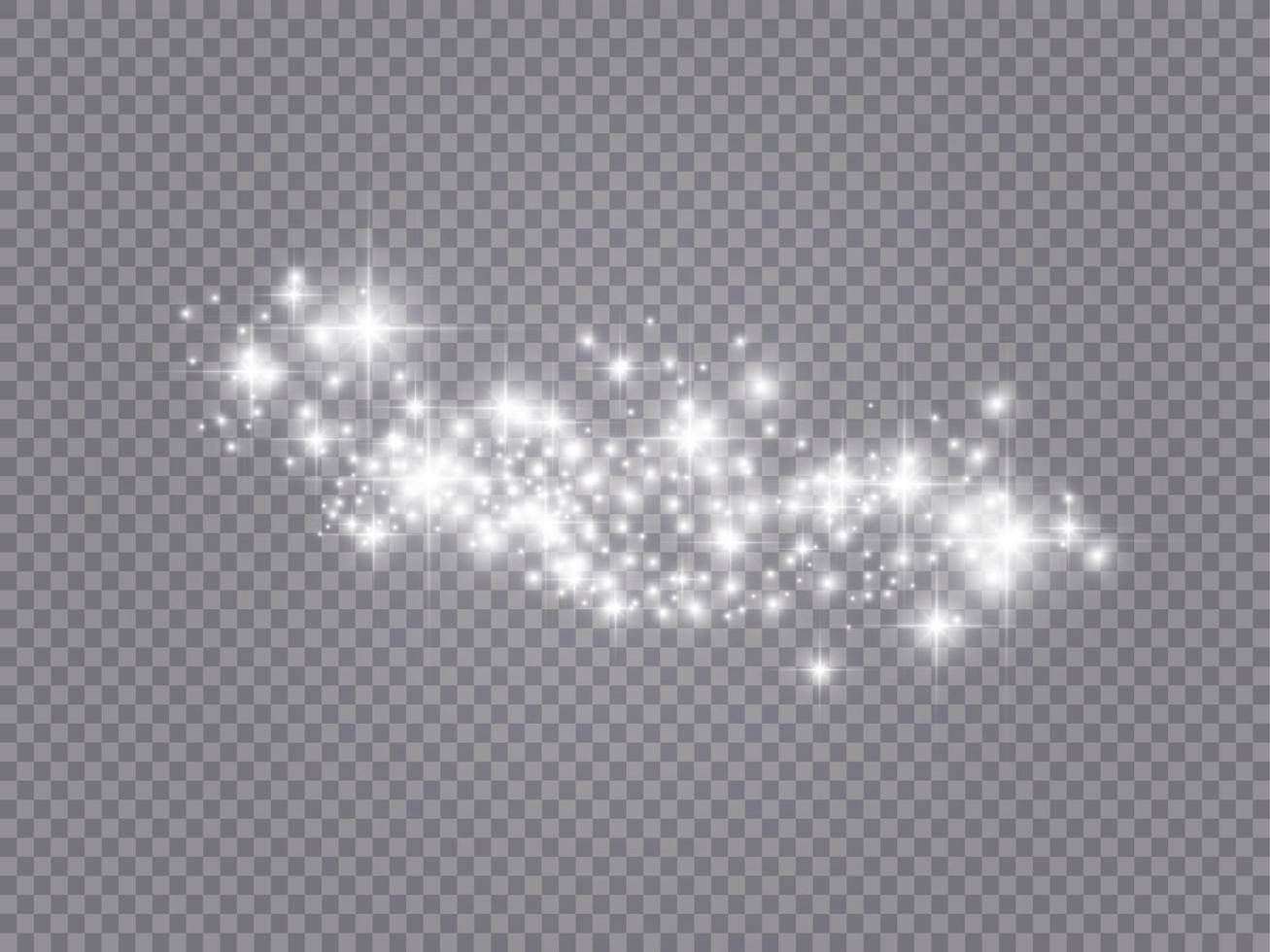 Efecto de luz brillante con muchas partículas de brillo de fondo aislado. vector nube estrellada con polvo. decoración navideña mágica