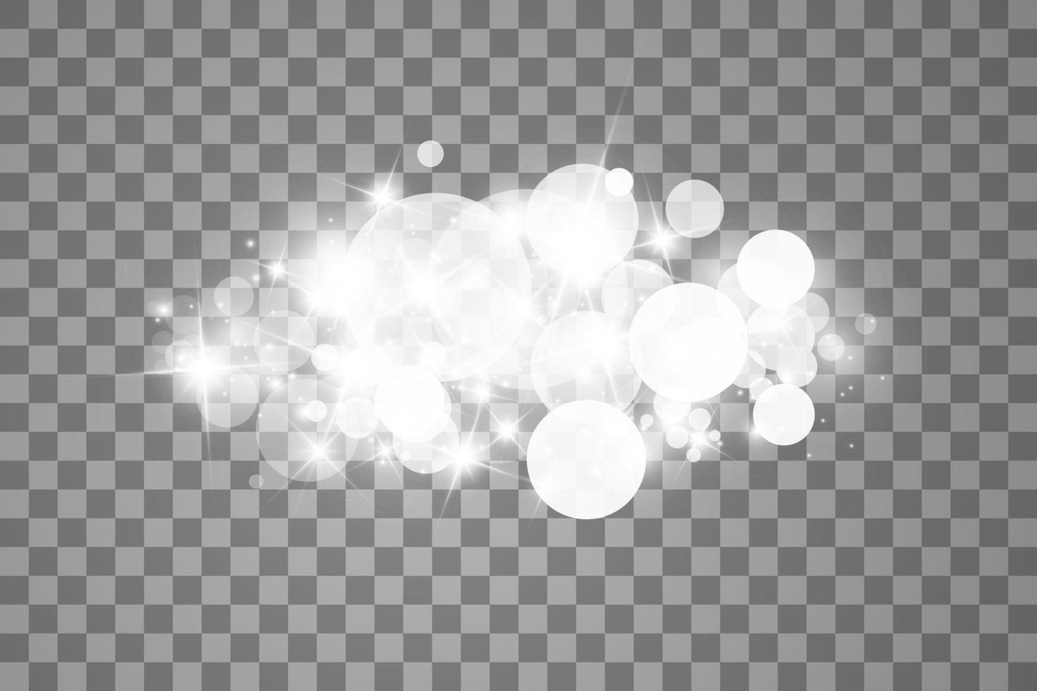 Efecto de luz brillante con muchas partículas de brillo de fondo aislado. vector nube estrellada con polvo. decoración navideña mágica