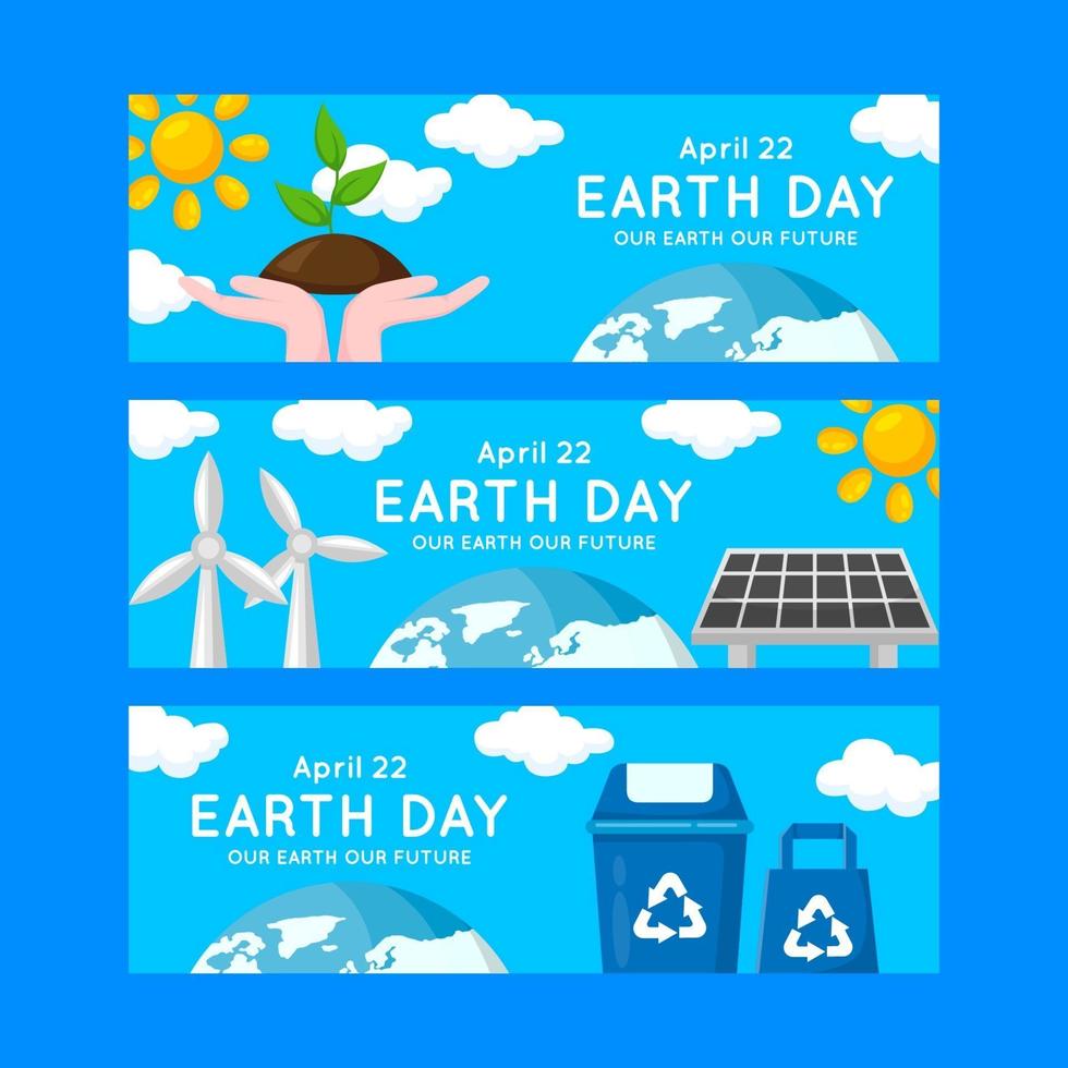 Earth Day Banner Collection in Flat Design vector