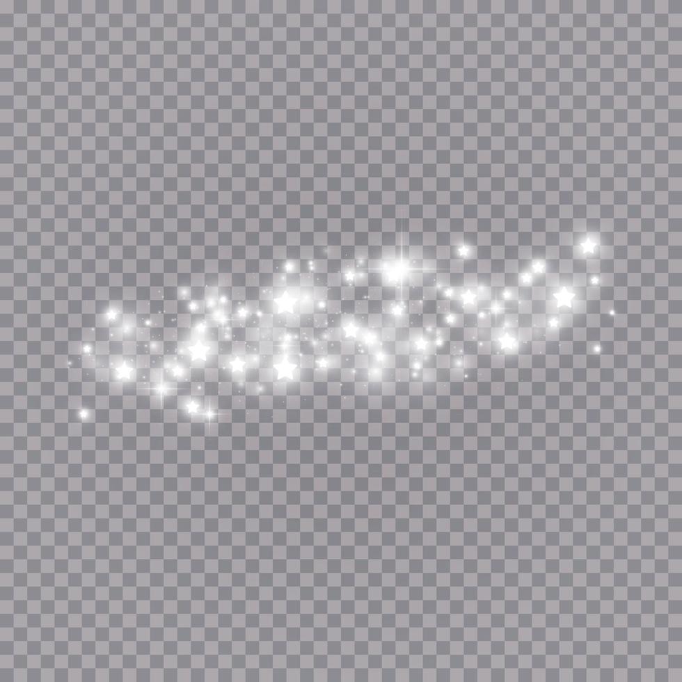 Glowing light effect with many glitter particles isolated background. Vector starry cloud with dust. Magic christmas decoration