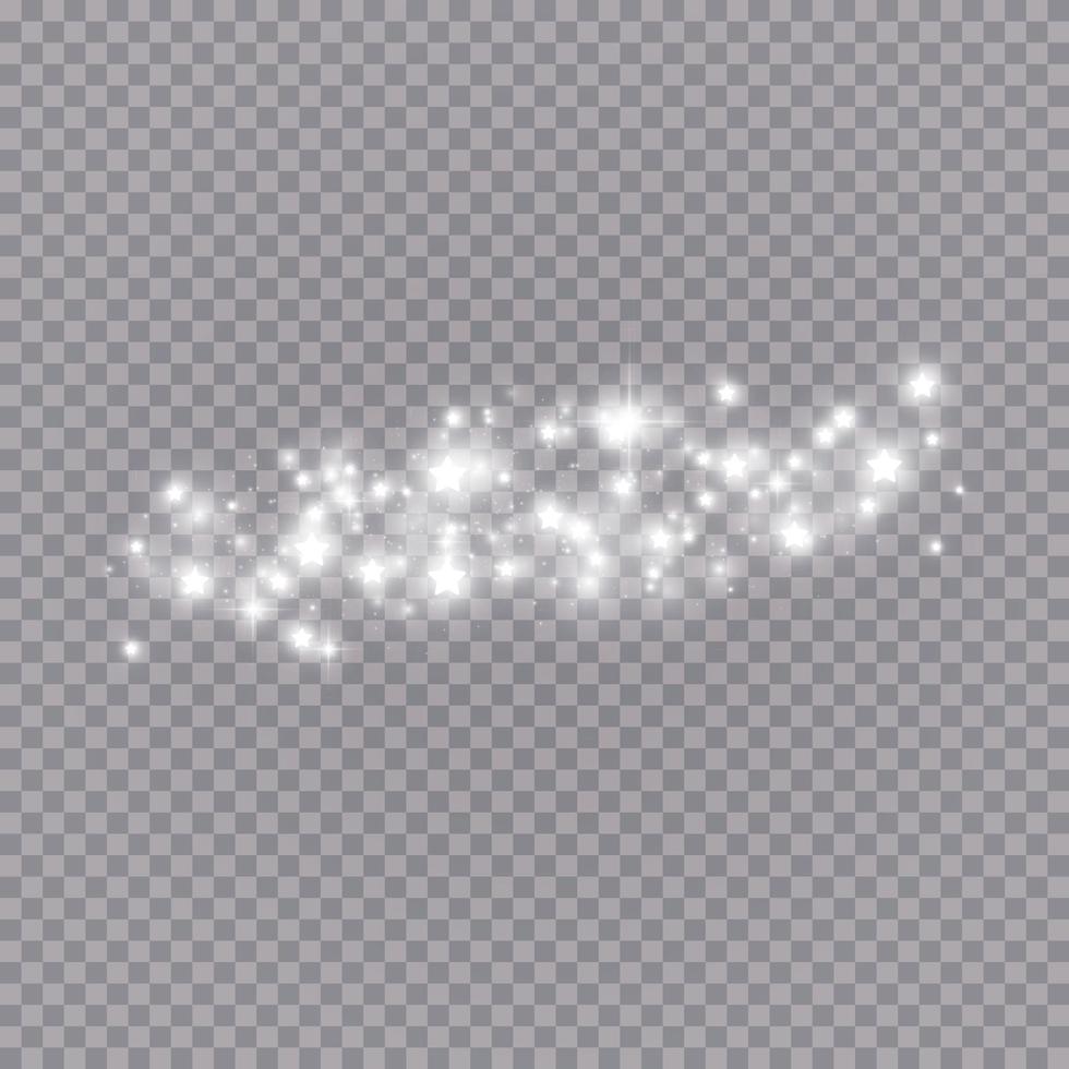 Efecto de luz brillante con muchas partículas de brillo de fondo aislado. vector nube estrellada con polvo. decoración navideña mágica