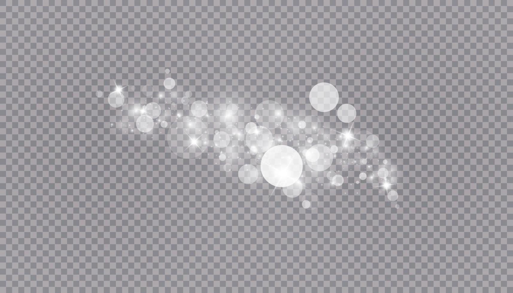 Efecto de luz brillante con muchas partículas de brillo de fondo aislado. vector nube estrellada con polvo. decoración navideña mágica