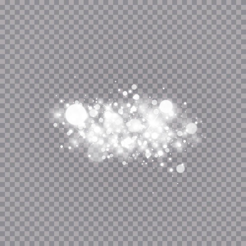 Efecto de luz brillante con muchas partículas de brillo de fondo aislado. vector nube estrellada con polvo. decoración navideña mágica