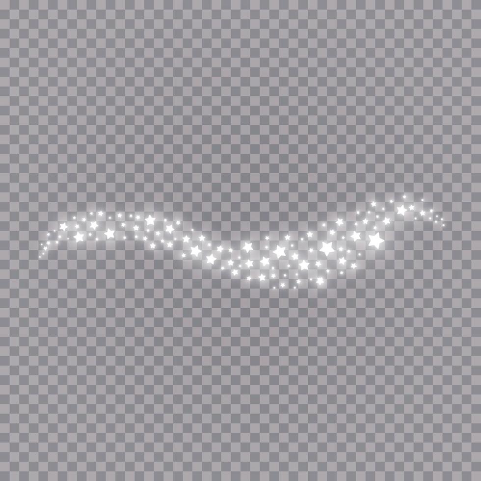 Glowing light effect with many glitter particles isolated background. Vector starry cloud with dust. Magic christmas decoration