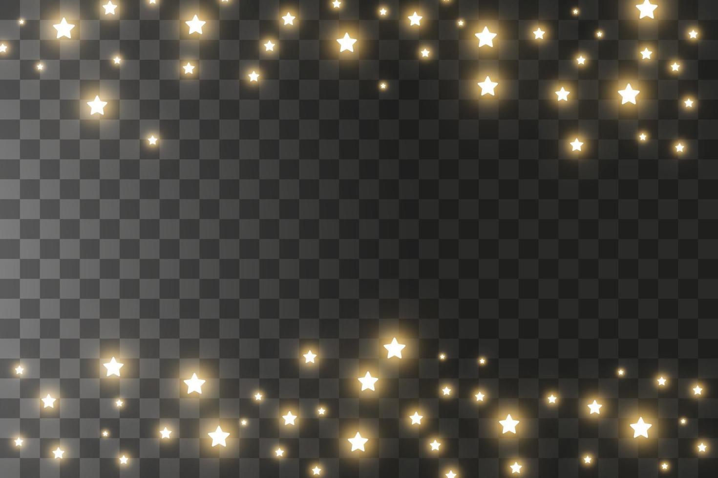 las chispas de polvo y las estrellas doradas brillan con una luz especial. vector destellos de fondo. efecto de luz navideña. partículas de polvo mágicas brillantes.