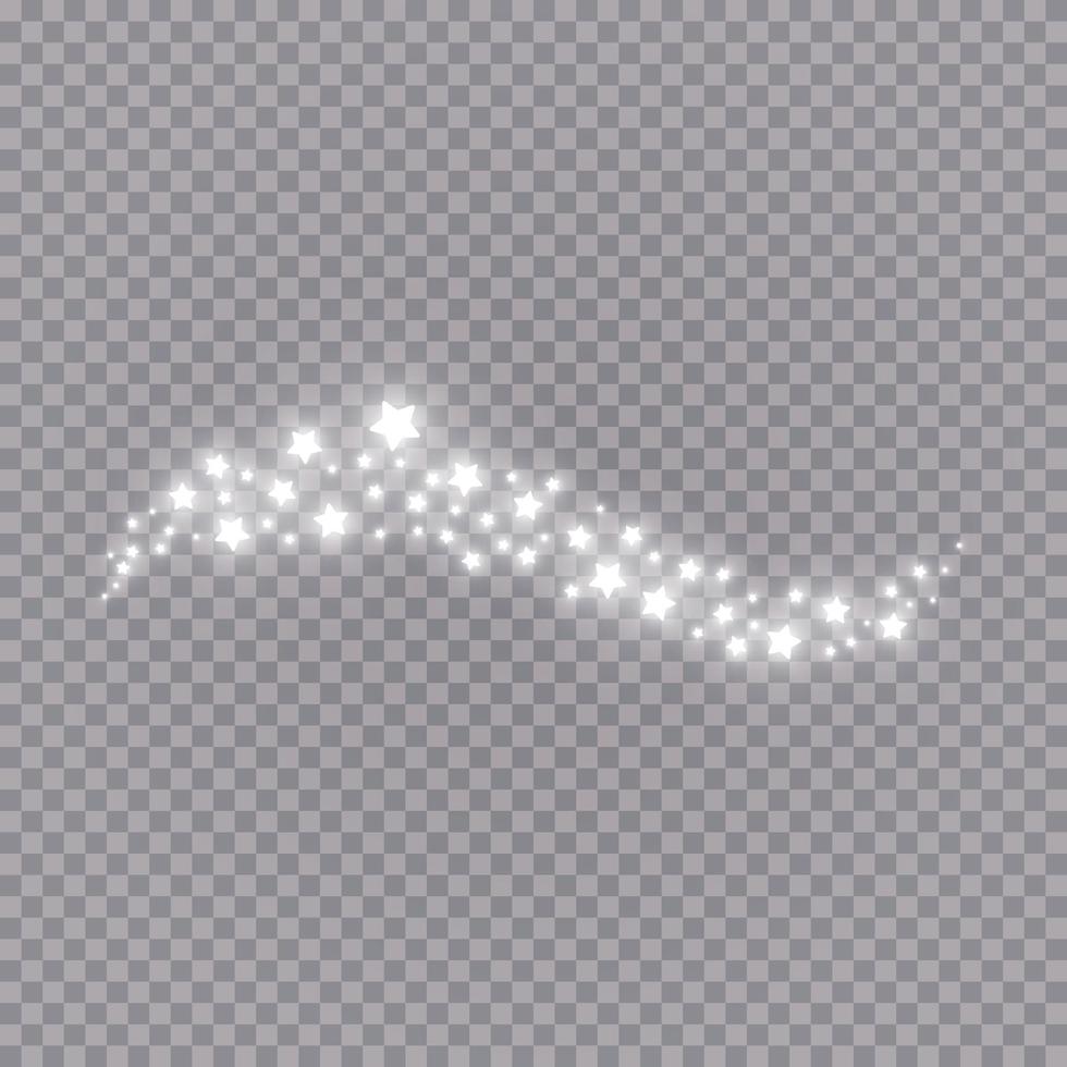 Glowing light effect with many glitter particles isolated background. Vector starry cloud with dust. Magic christmas decoration