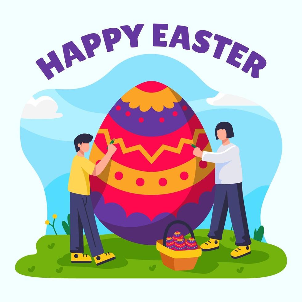 Easter Day Activity Painting Egg vector