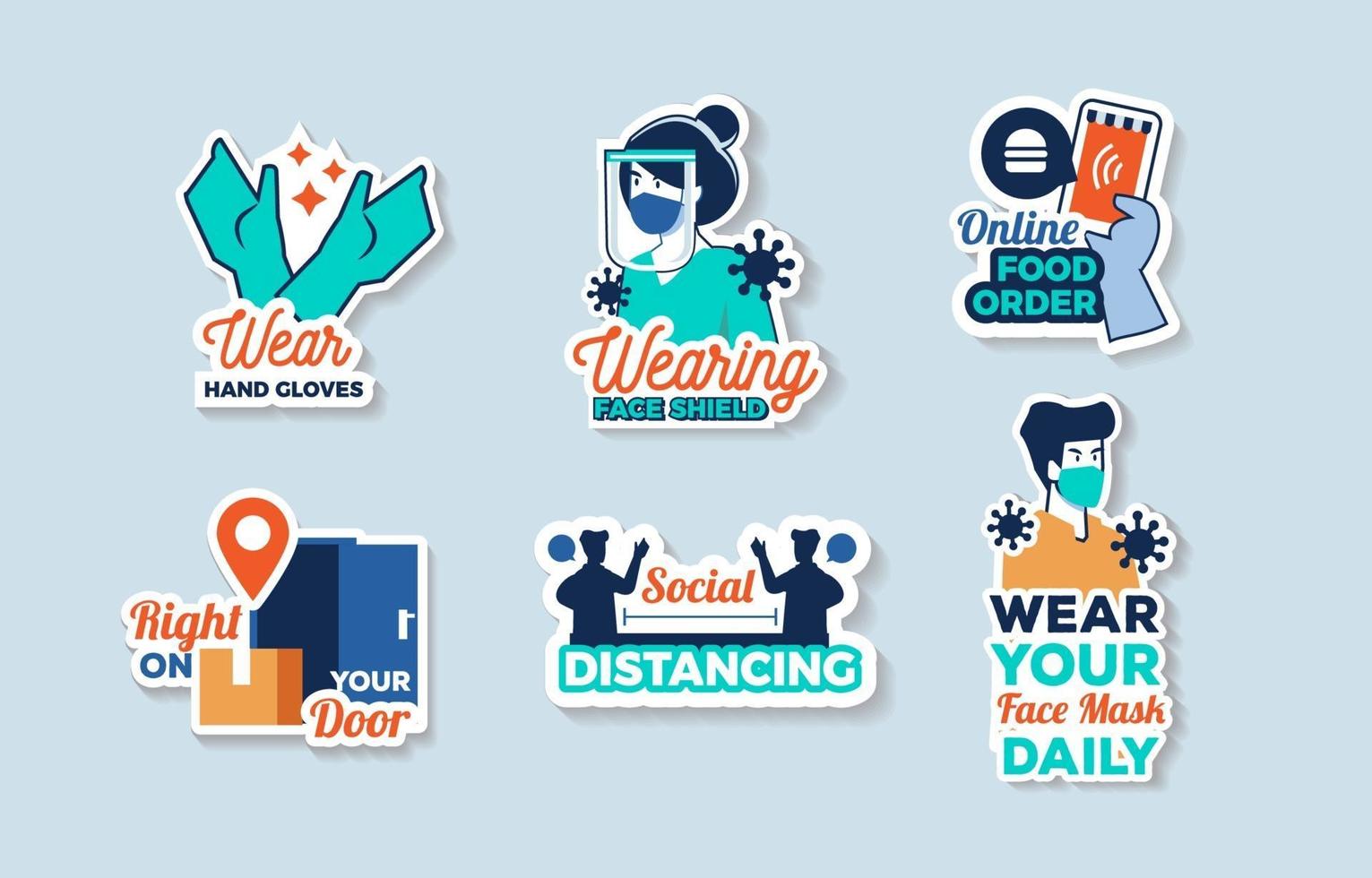 Protocol in Daily New Normal Life Sticker vector