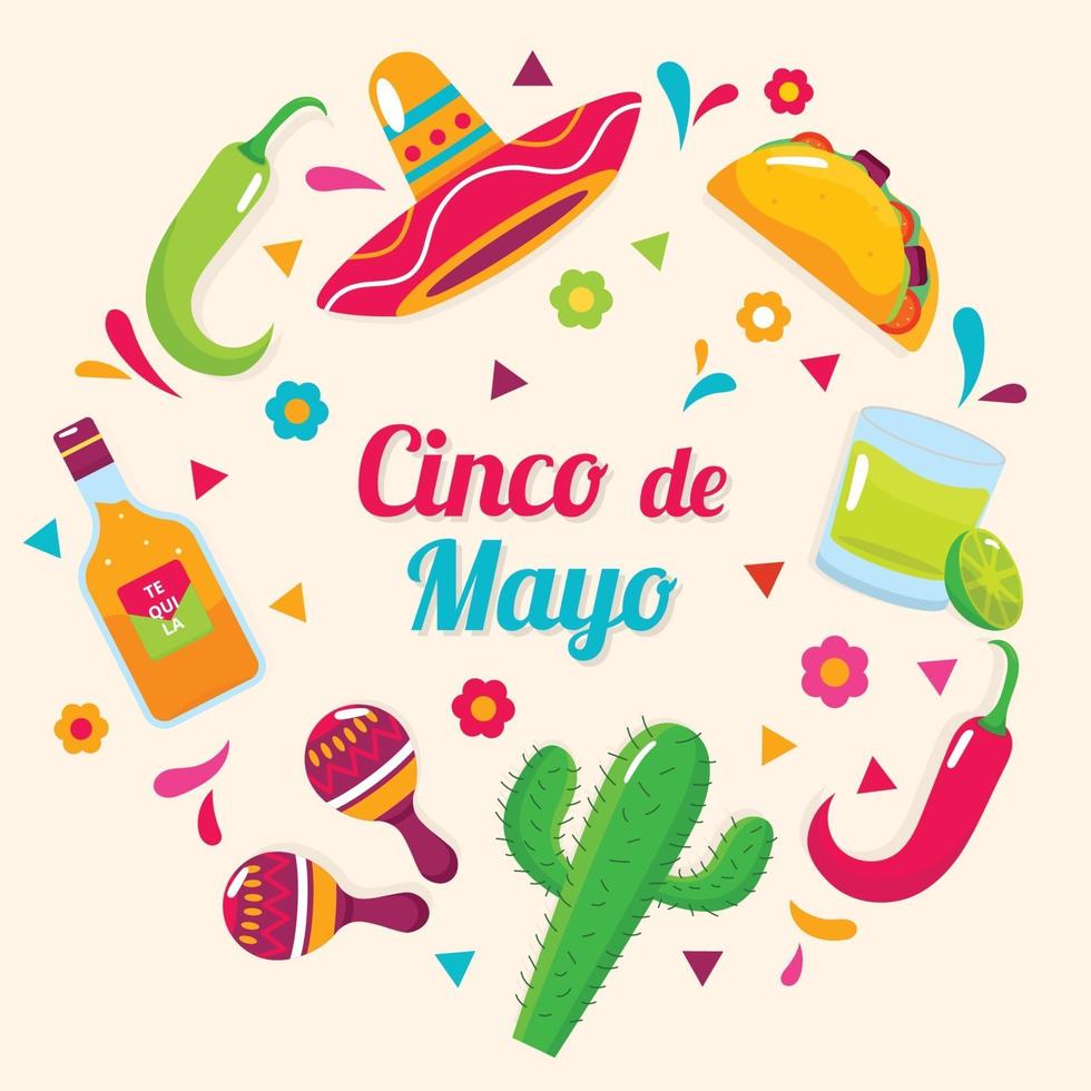 colección de iconos del cinco de mayo vector