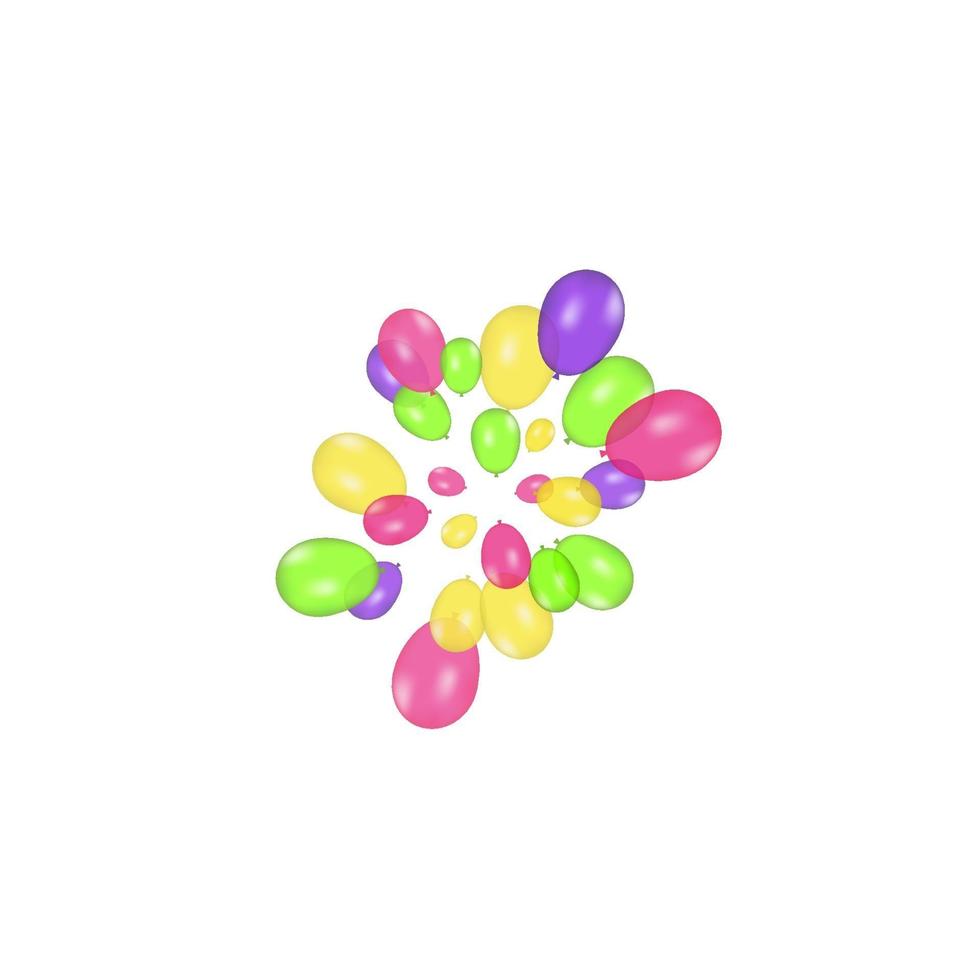 Composición de color de globos realistas vectoriales aislados sobre fondo blanco. globos aislados. para tarjetas de felicitación de cumpleaños u otros diseños vector