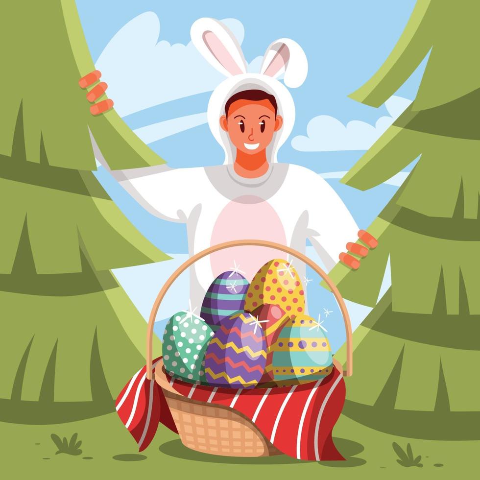 Finding Eggs Activity on Easter Day vector