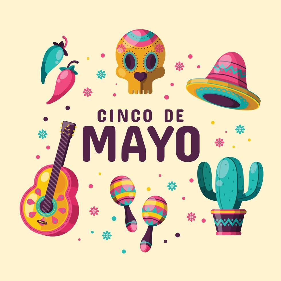 colorido icono de cinco de mayo vector