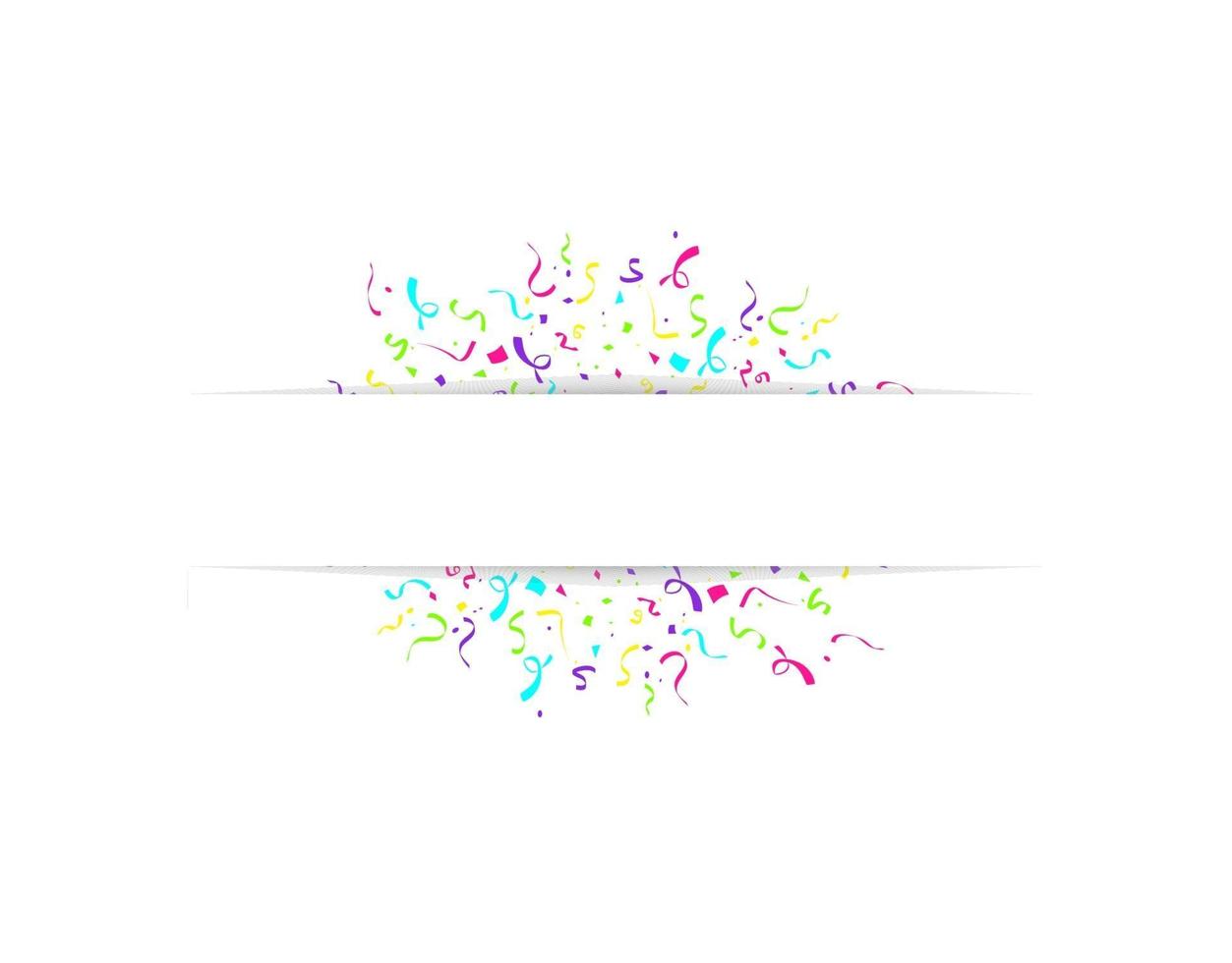 Blank banner with color balloons and confetti. Vector festive background. Happy birthday concept