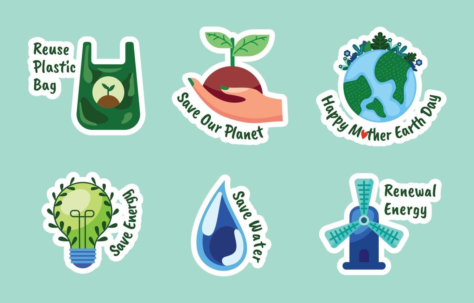 Mother Earth Day Sticker Collection vector