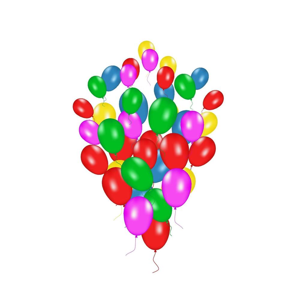 Composición de color de globos realistas vectoriales aislados sobre fondo blanco. globos aislados. para tarjetas de felicitación de cumpleaños u otros diseños vector