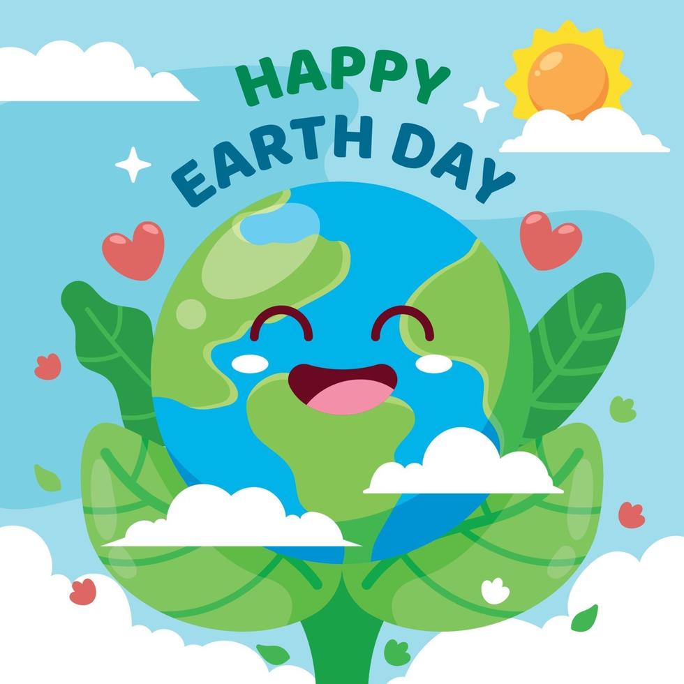 Happy Earth Day in Flat Design vector