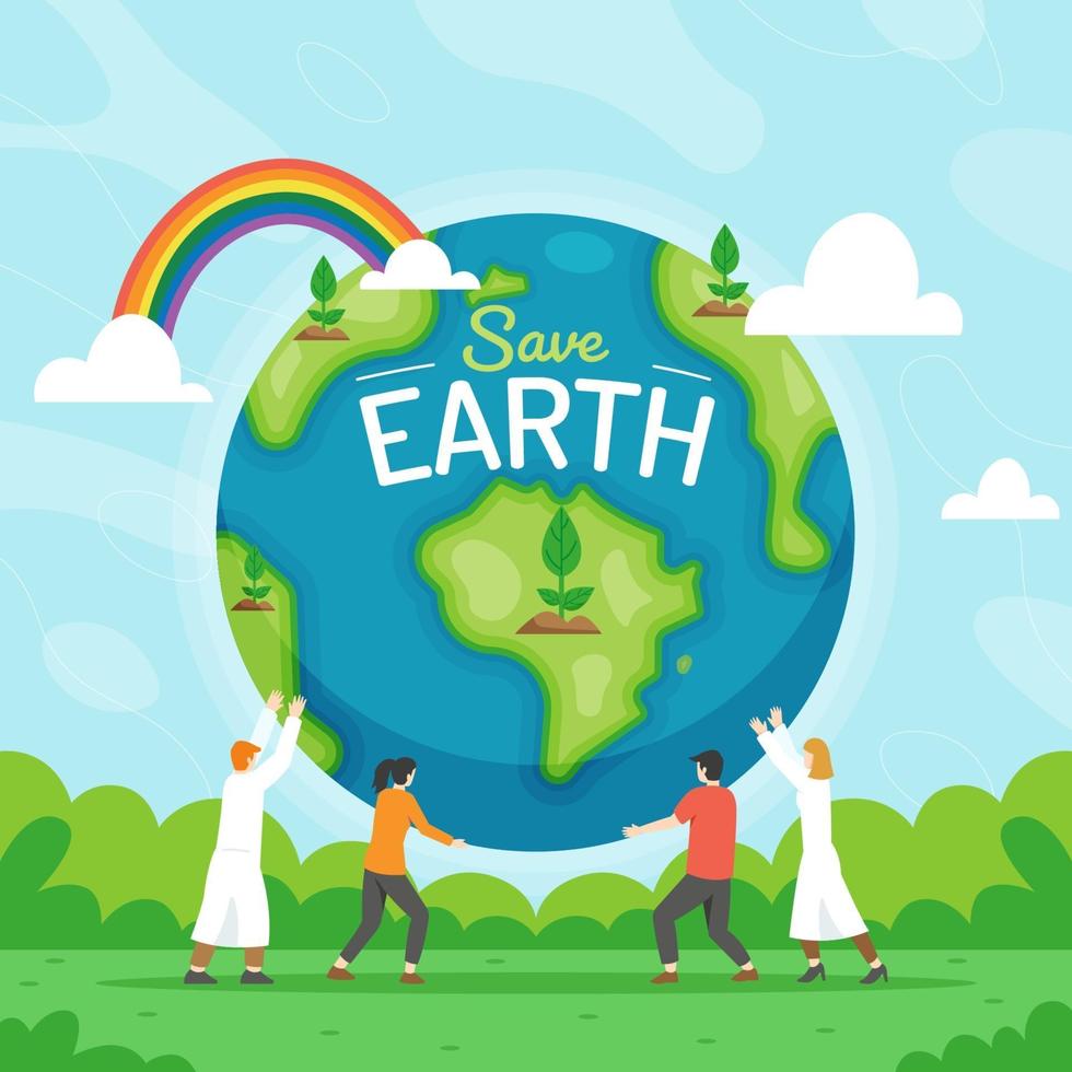 People Working Together to Save the Earth vector