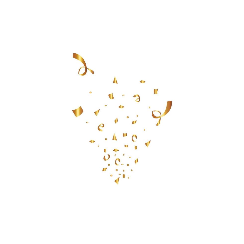 Confetti isolated on white background. Golden ribbons. Festive vector illustration