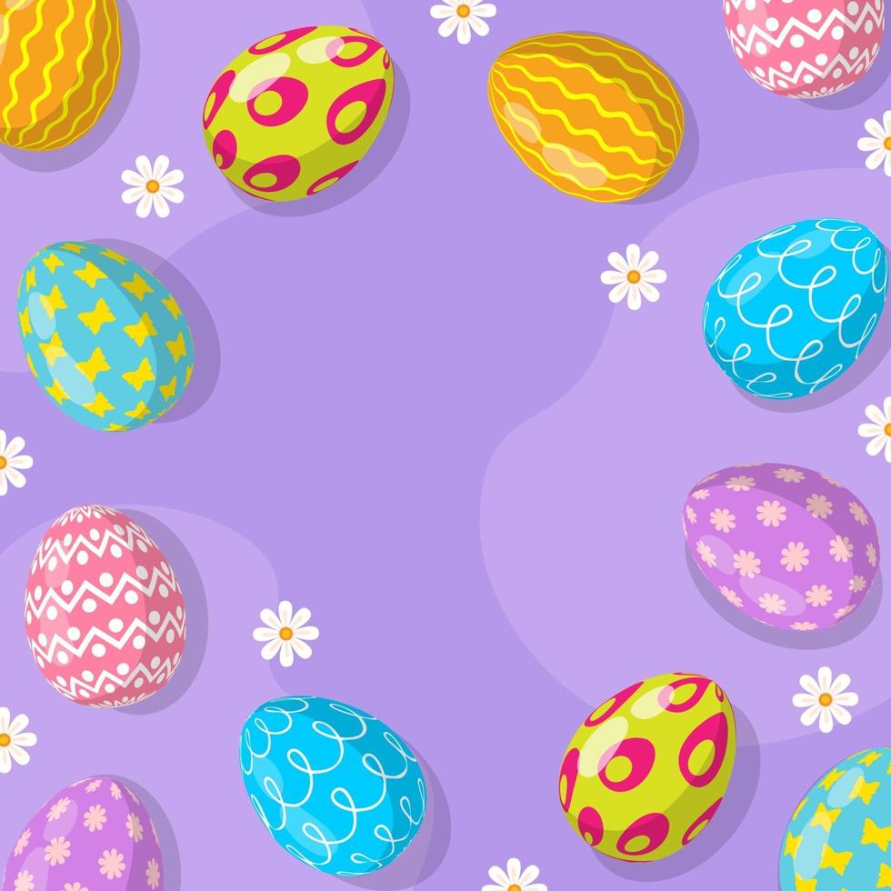 Fondo de huevos de pascua en diseño plano vector