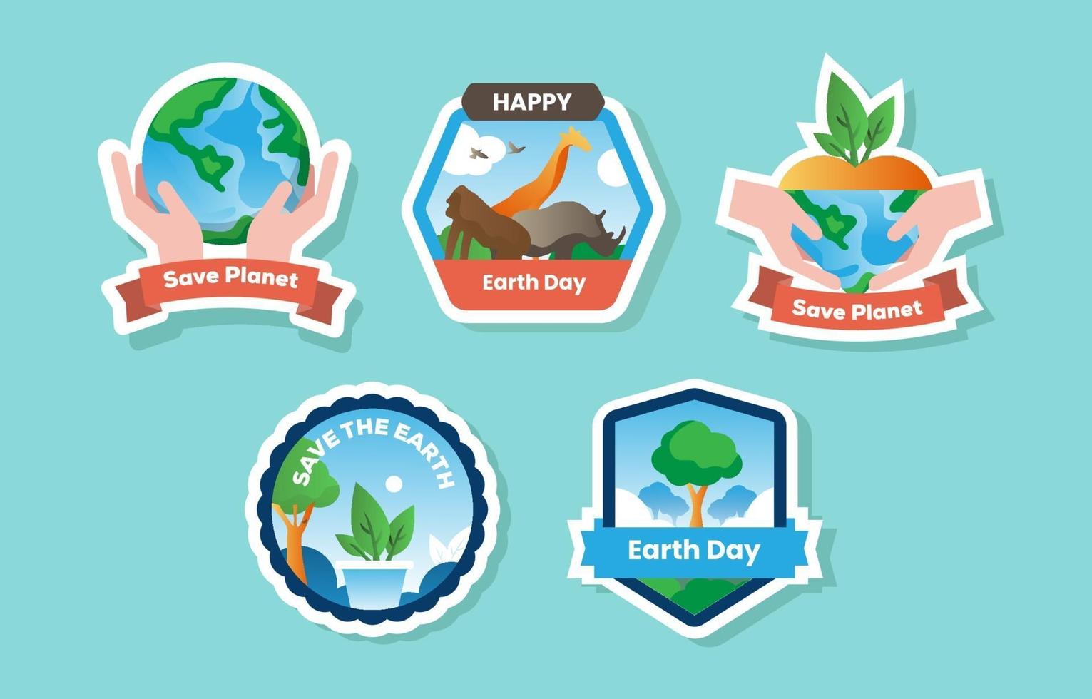 Collection of Earth Day Sticker vector