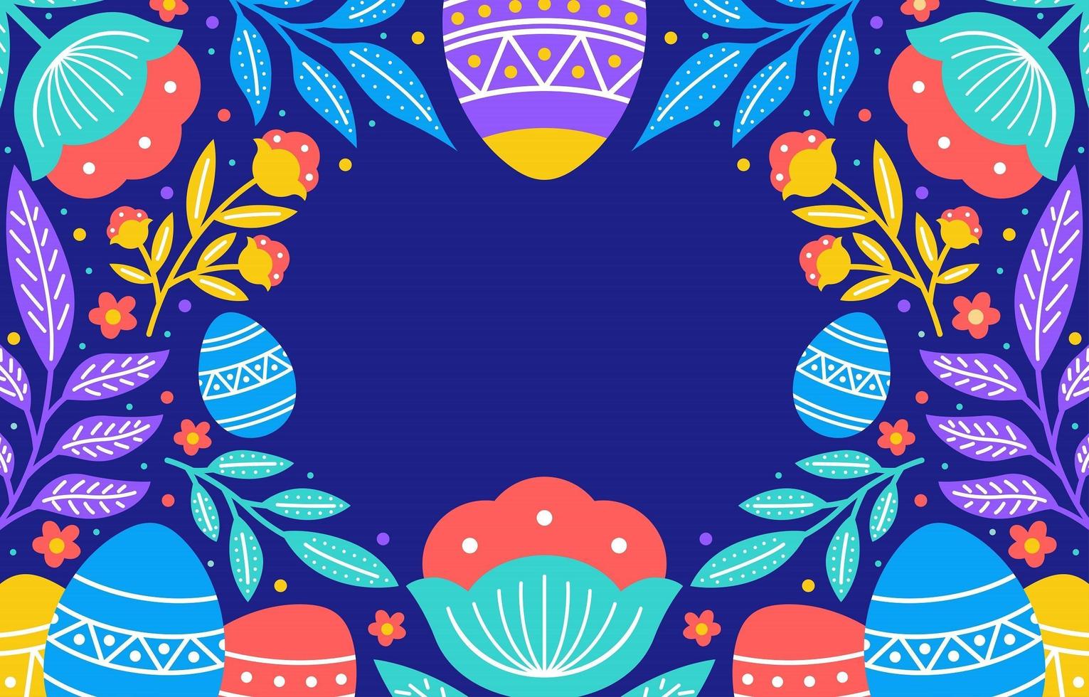 Easter Background in Colorful Flower and Foliage vector
