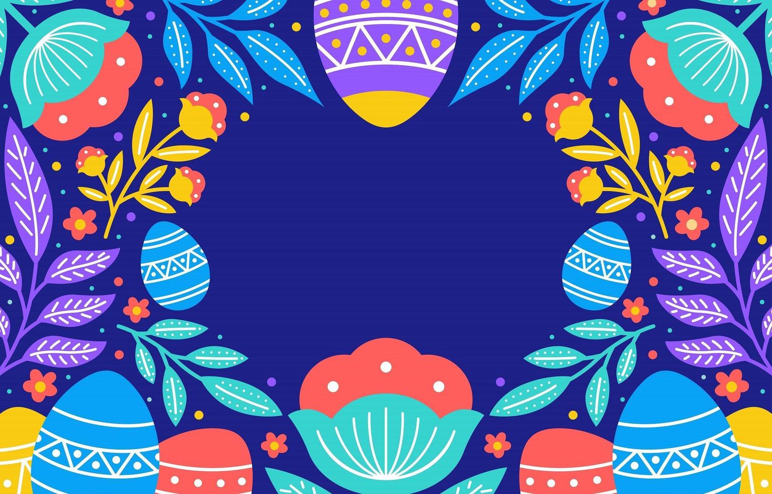 fondo de pascua en coloridas flores y follaje vector