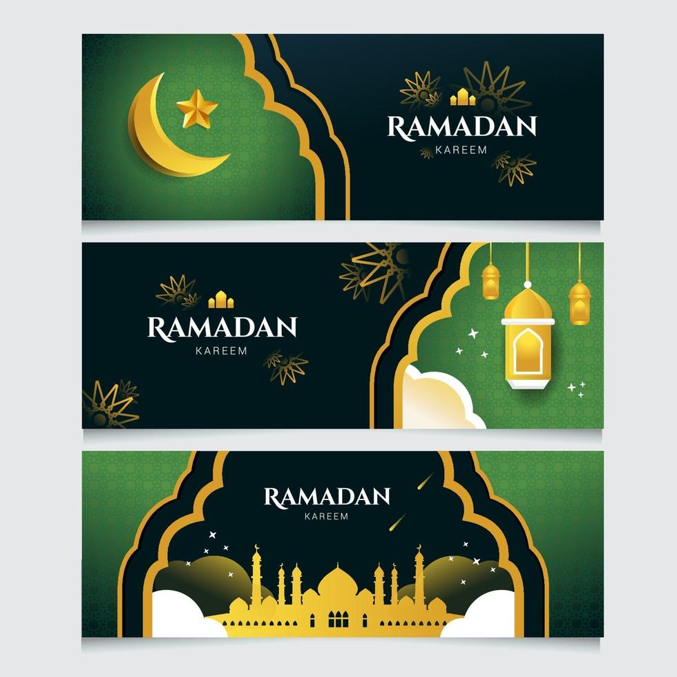 Ramadan Eid Mubarak Banner Collection vector