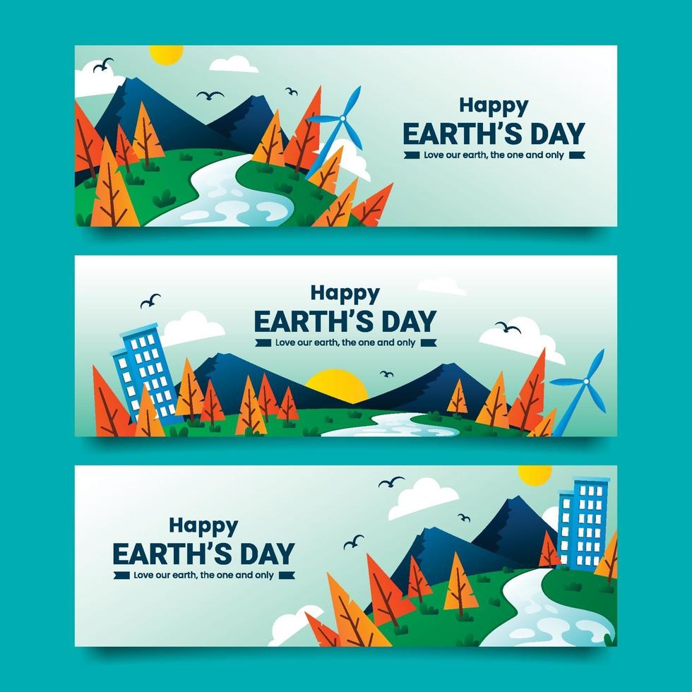 Earth's Day Banners in Flat Style Template vector