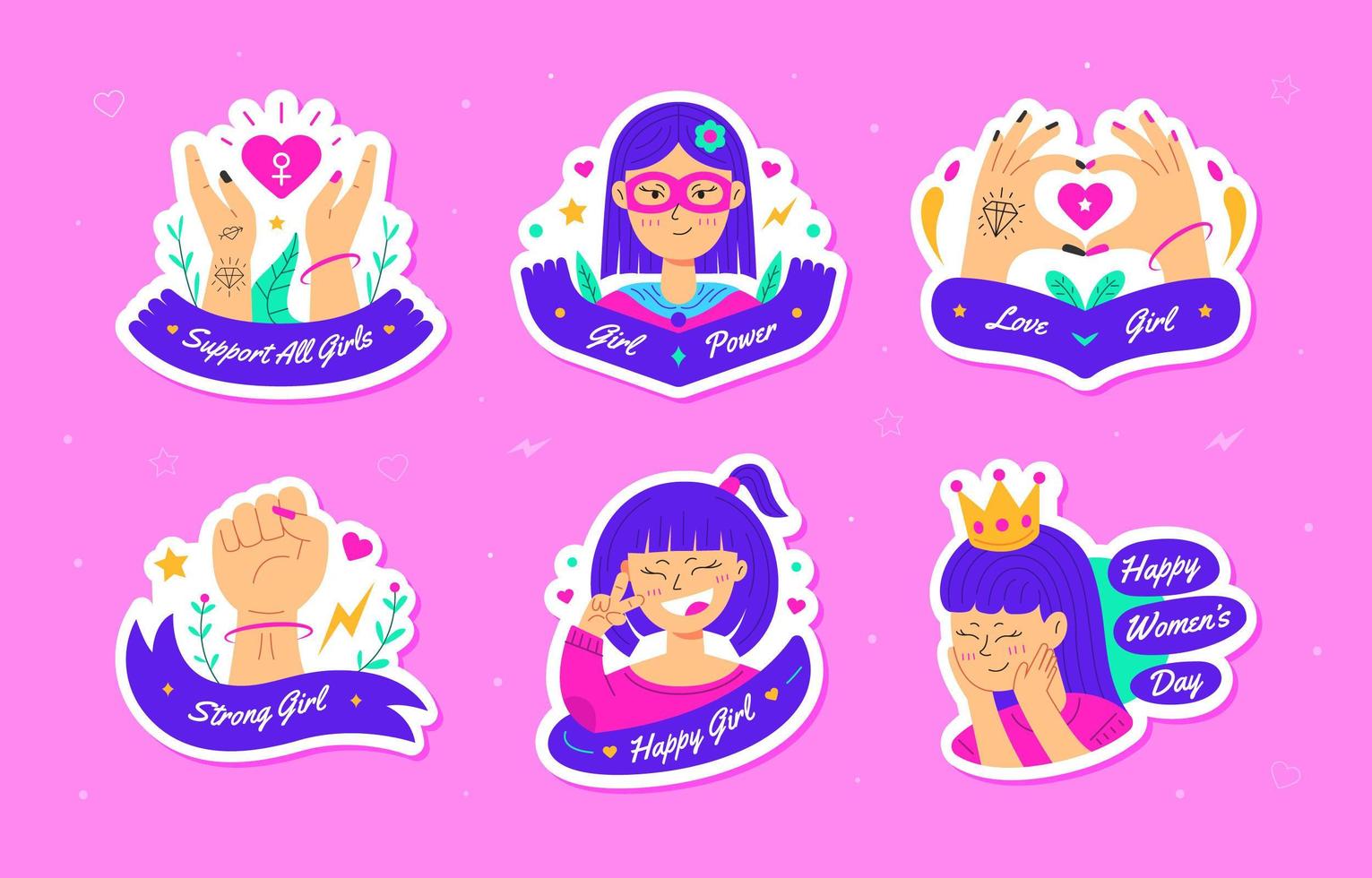 Women's Day Sticker Set vector