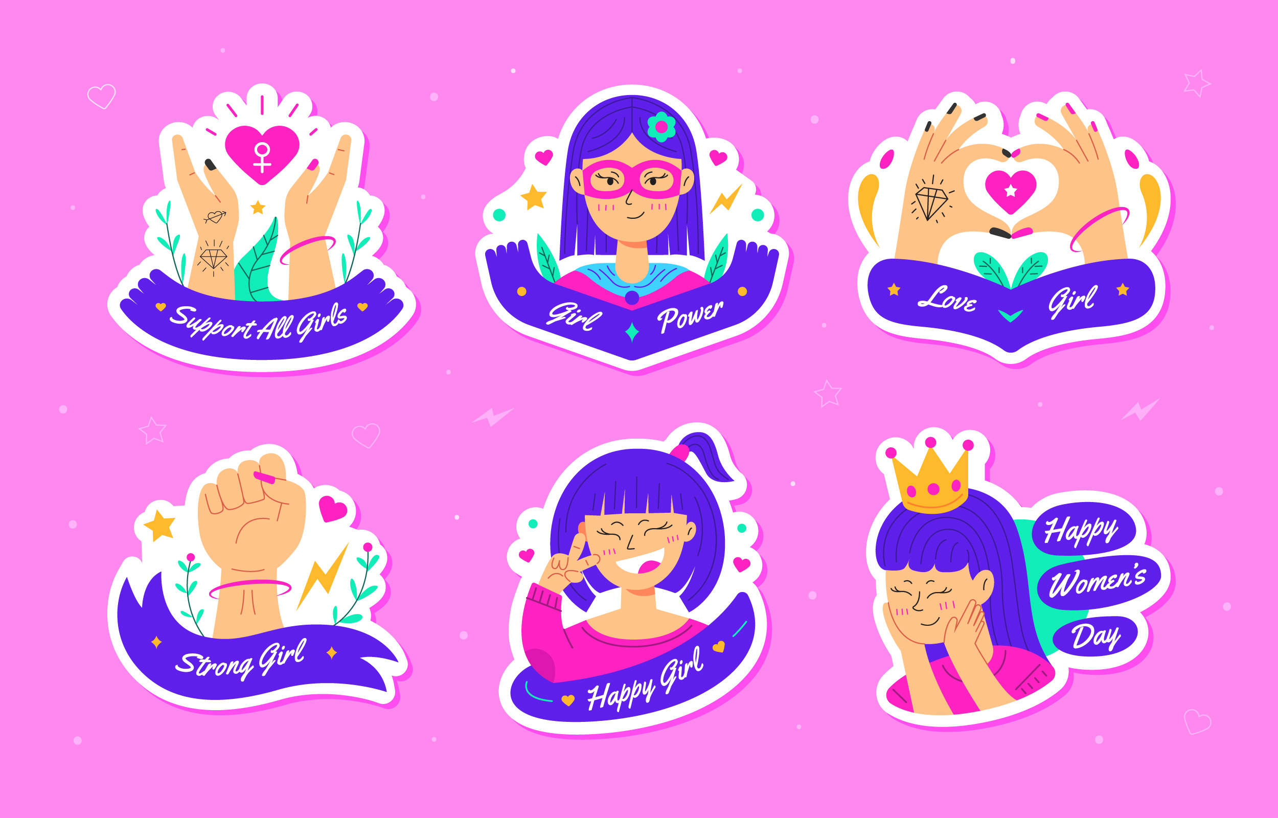 Women’s Day Sticker Set 2058774 Vector Art at Vecteezy