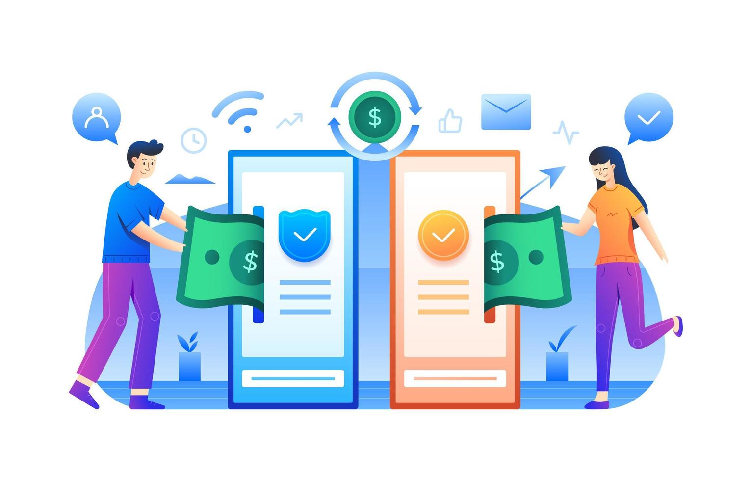 Contactless E-money Concept vector