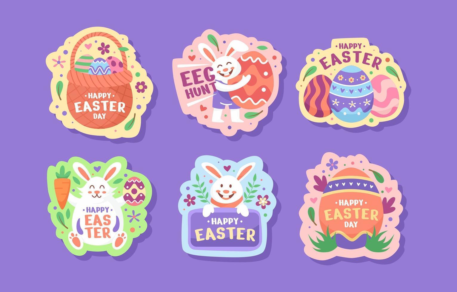 colección de pegatinas del día de pascua vector