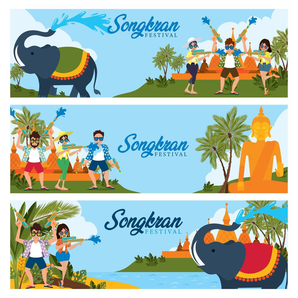 Celebrate Songkran Festival Banner vector