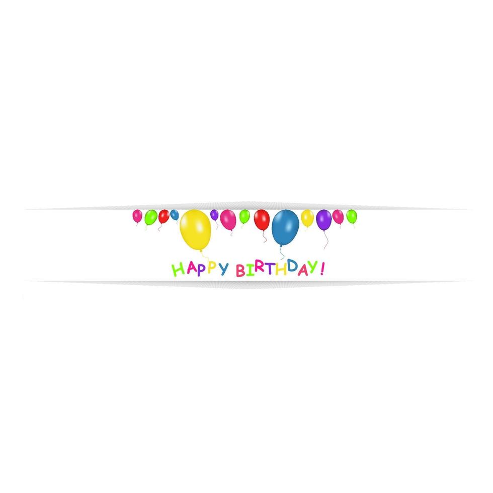 Blank banner with color balloons isolated on white background. Vector festive background. Happy birthday concept